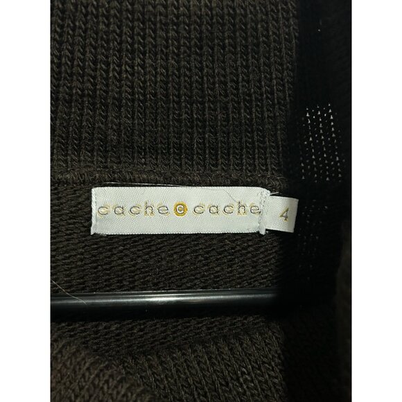 Cache Cache Cowl Neck Layered Pullover Sweater Brown Sz 4 Ribbed Knit Cozy - Picture 6 of 11
